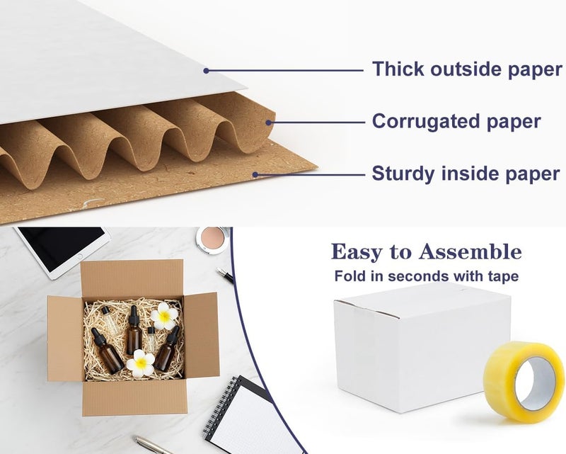 SPEPLA 6 Pack Shipping Boxes 8x6x6 Inches, White Corrugated Cardboard Mailing Box for Packing, Mailing, Small Business - Image 5